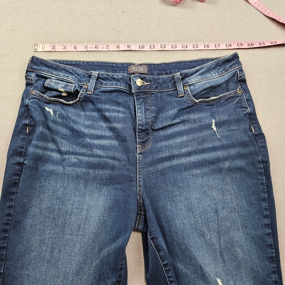 NYDJ Blue Jeans Womens Size 16 Vitality Slim Straight Distressed Cuffed Ankle - Picture 3 of 11